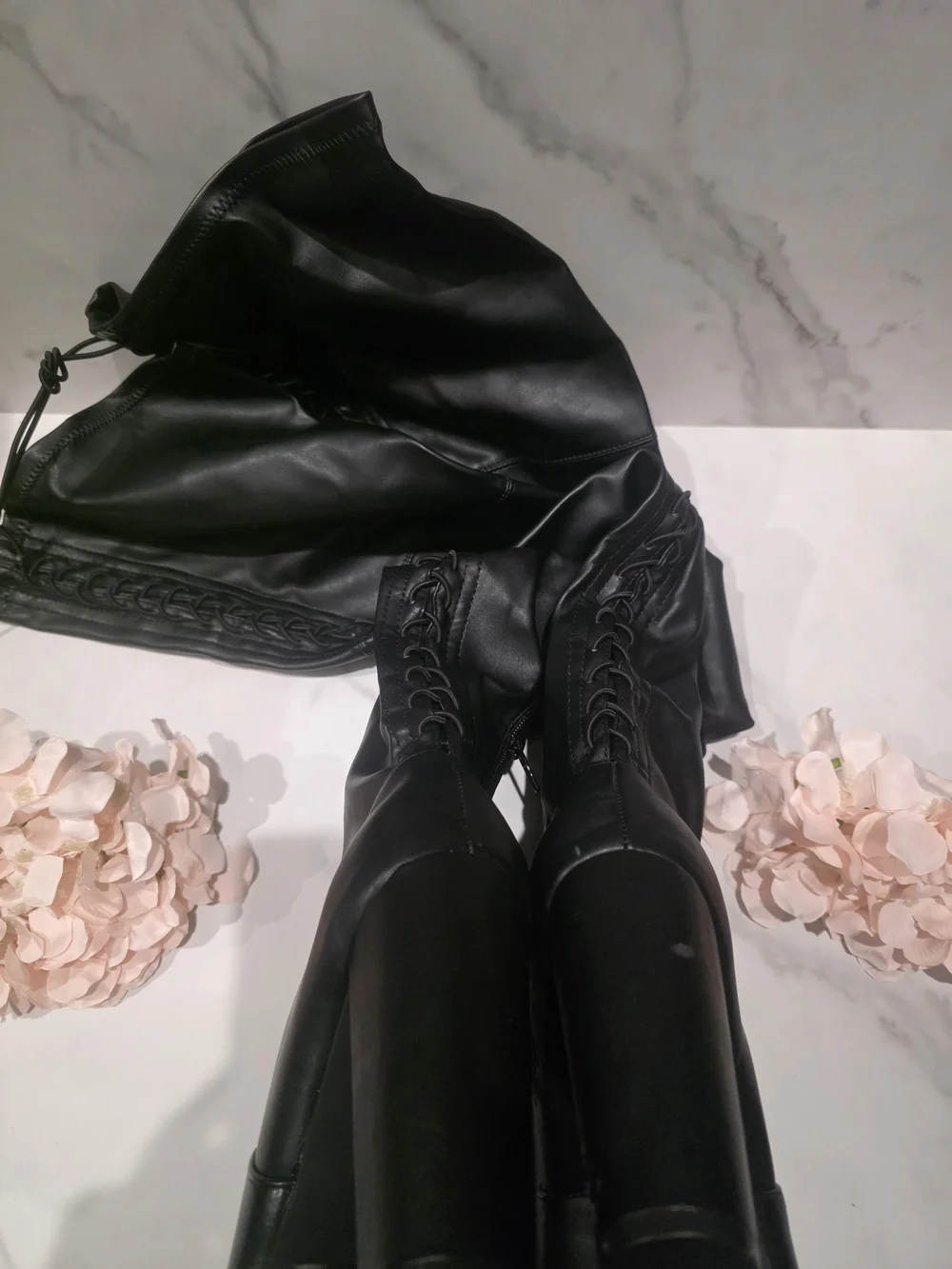 Shoe Dazzle - Black Over-the-Knee Pointed Toe Heeled Boots